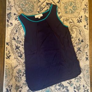 Small LOFT sleeveless top- navy and teal